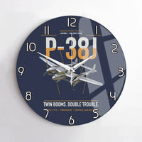 Thumbnail for P-38J Lightning design on navy blue no frame wall clock
