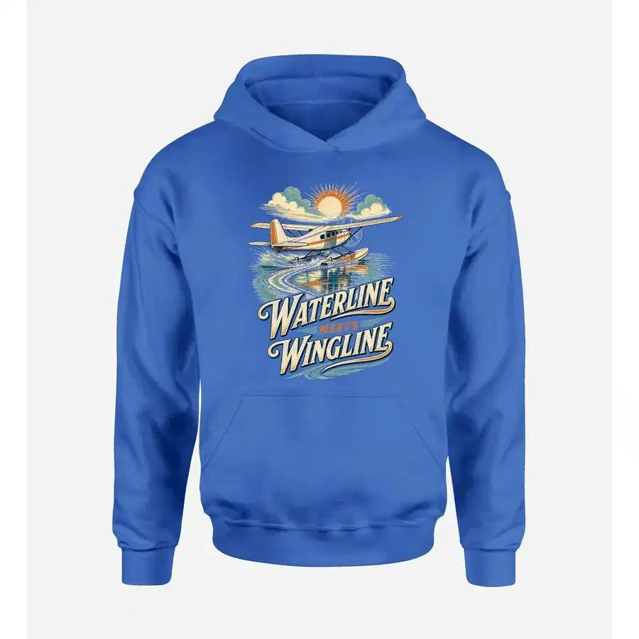 SIGNAL 642 - Waterline Meets Wingline design on blue hoodie single side