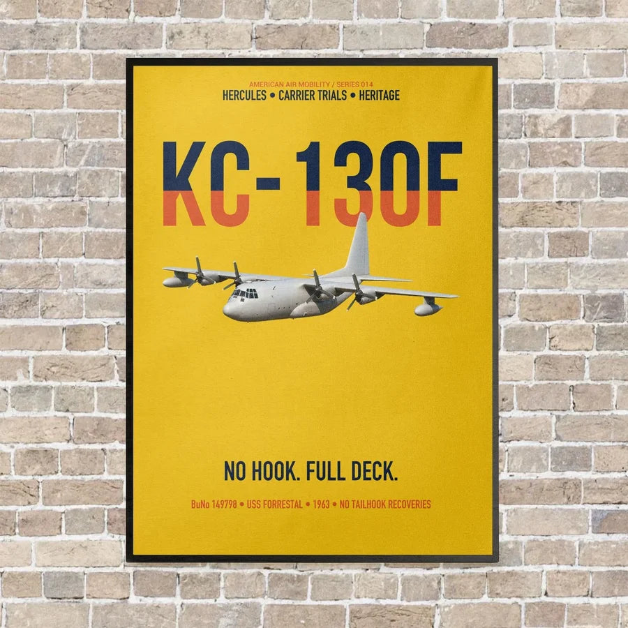 KC-130F BuNo 149798 vertical canvas print - framed - yellow background