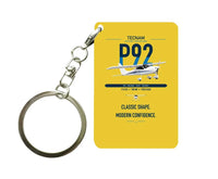 Thumbnail for Tecnam P92 Echo MkII design on yellow designed key chain, double-side print