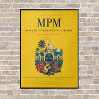Thumbnail for Maputo International Airport MPM vertical canvas print - framed - yellow background