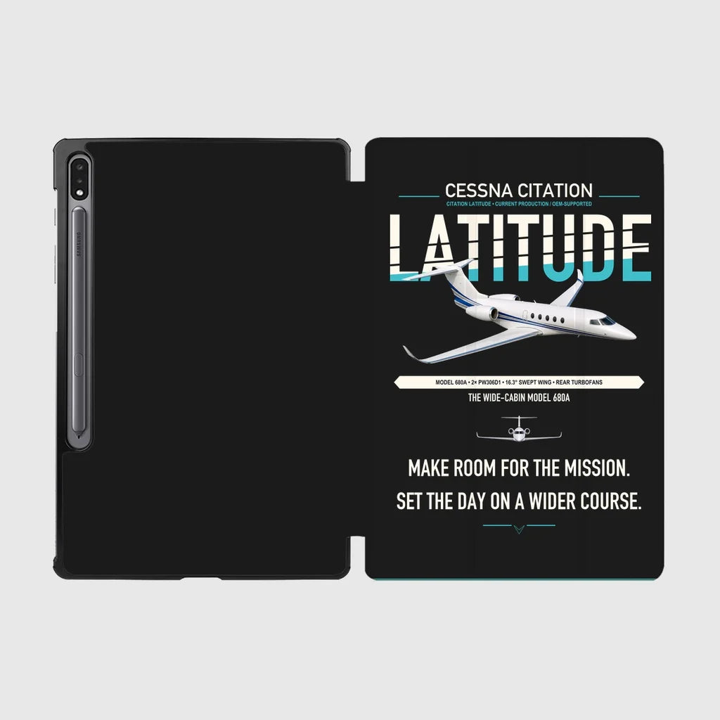 Cessna Citation Latitude design on black samsung tablet tablet case