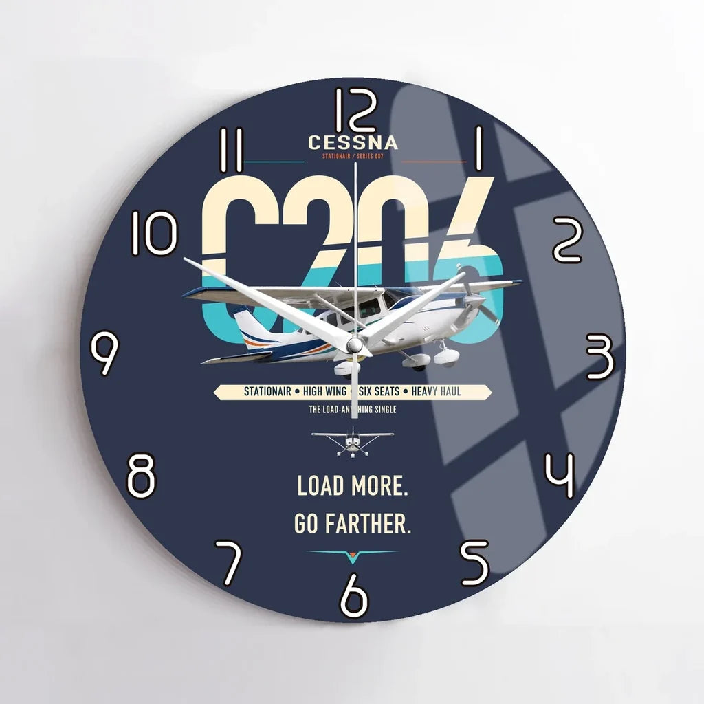 Cessna 206 Stationair design on navy blue no frame wall clock