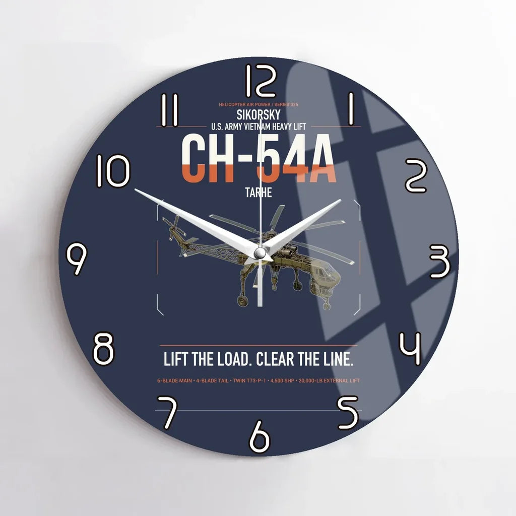 Sikorsky CH-54A Tarhe design on navy blue no frame wall clock