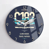 Thumbnail for Cessna 182 Skylane design on navy blue no frame wall clock