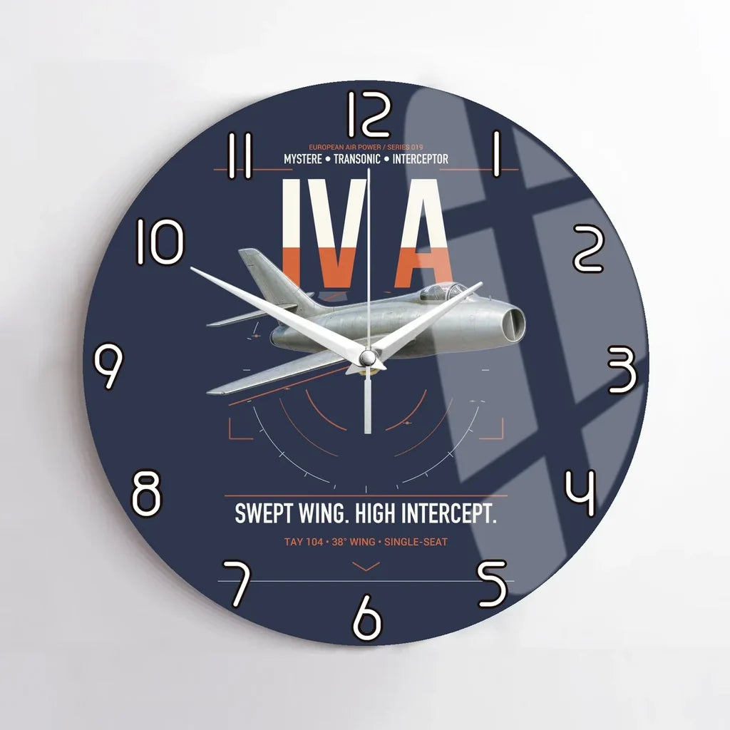Dassault Mystère IV A design on navy blue no frame wall clock
