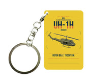 Thumbnail for Bell UH-1H Iroquois design on yellow designed key chain, double-side print