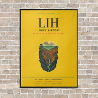 Thumbnail for Līhuʻe Airport LIH vertical canvas print - framed - yellow background
