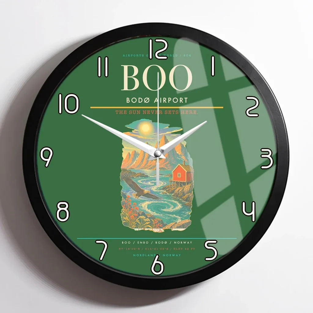 Bod Airport BOO Wall-Clock Framed - Green