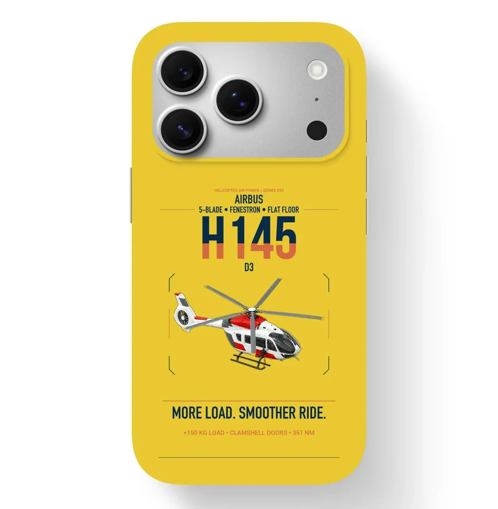 Airbus H145 D3 design on yellow magsafe iphone case, for iPhone 17 Pro