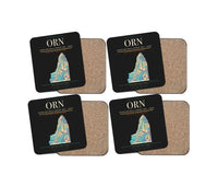 Thumbnail for Ahmed Ben Bella Airport (ORN) design on black 4 pieces set coaster