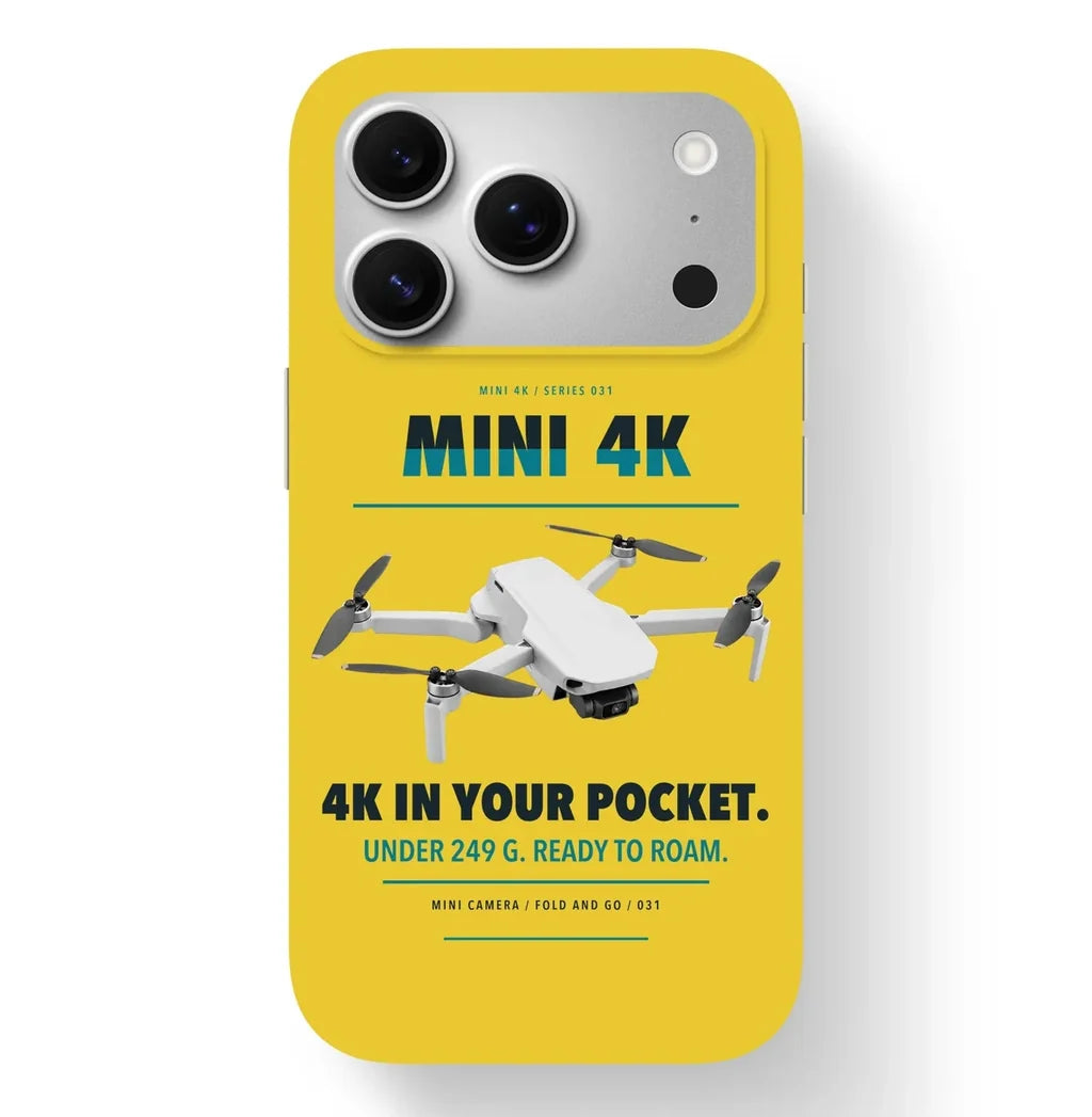 DJI Mini 4K Case design on yellow iphone case
