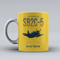 Thumbnail for SB2C-5 Helldiver design on yellow ceramic mug, double-side print