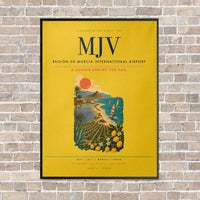 Thumbnail for Región de Murcia International Airport MJV vertical canvas print - framed - yellow background