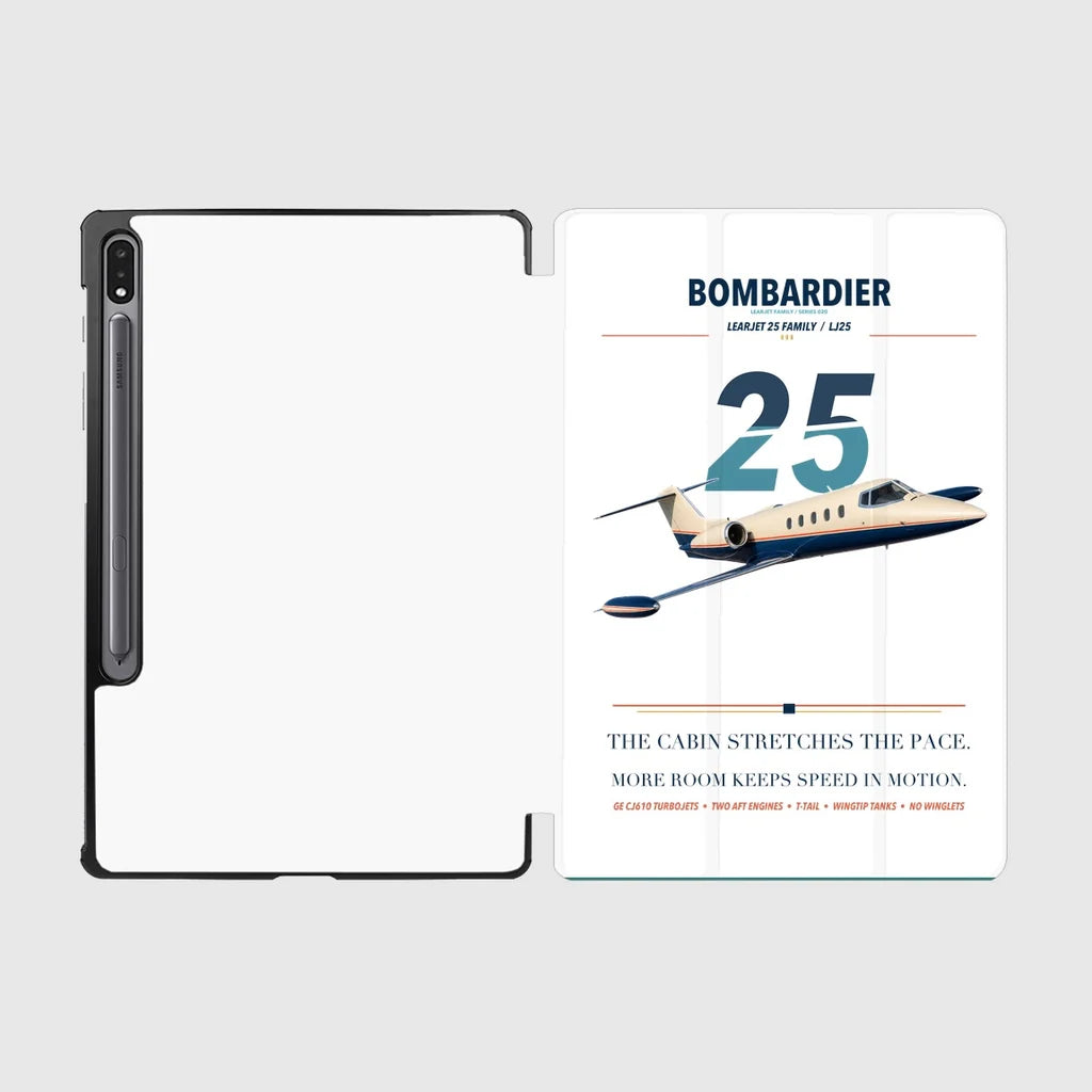 Bombardier Learjet 25 design on white samsung tablet tablet case