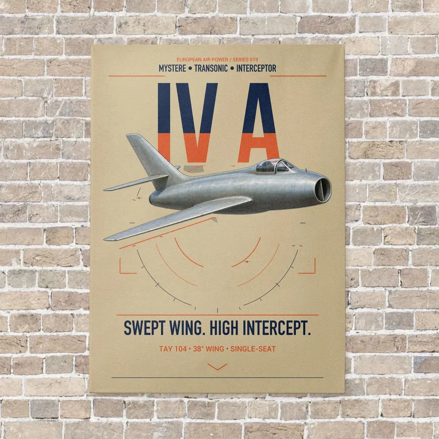 Dassault Mystère IV A vertical canvas print - no frame - beige background
