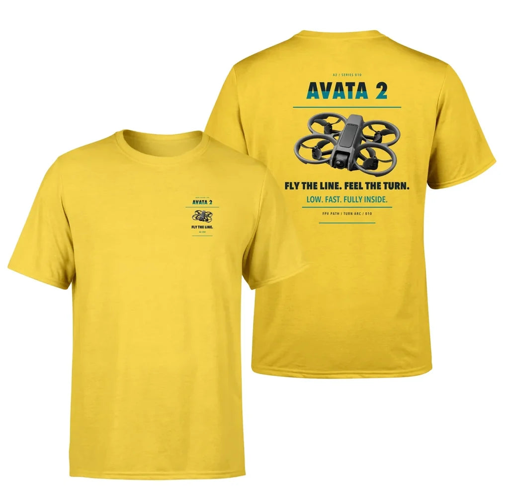 DJI Avata 2 design on yellow t shirt