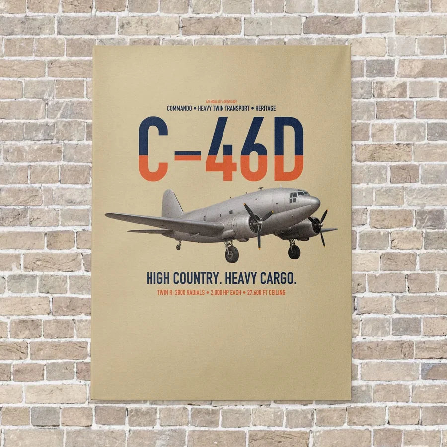 C-46D Commando vertical canvas print - no frame - beige background