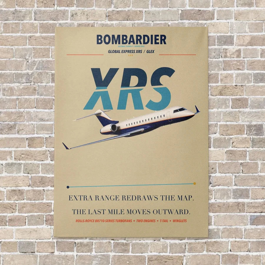 Bombardier Global Express XRS vertical canvas print - no frame - beige background