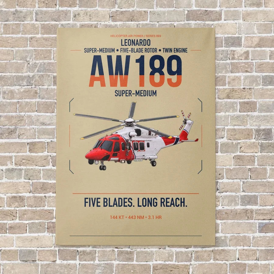Leonardo AW189 vertical canvas print - no frame - beige background