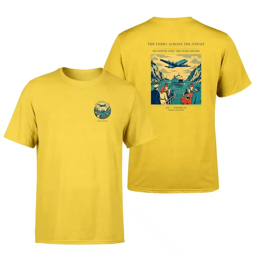VINTAGE G4478 - The Ferry Across The Strait - Double-Side T-Shirt design on yellow double side t shirt