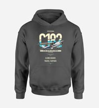 Thumbnail for Cessna 182 Skylane design on dark gray double-side hoodie, single-side print