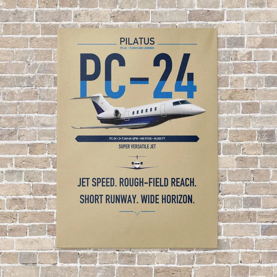 Pilatus PC-24 vertical canvas print - no frame - beige background