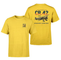 Thumbnail for Fiat CR.42 Falco design on yellow t-shirt, double-side print