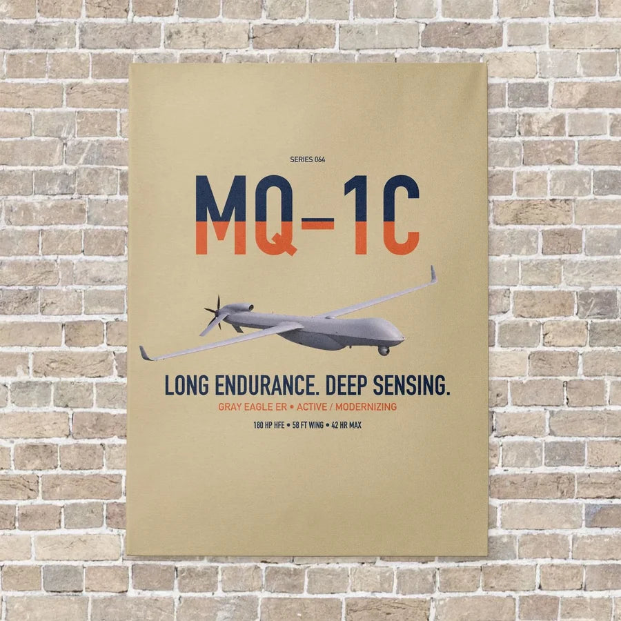 MQ-1C Gray Eagle ER vertical canvas print - no frame - beige background