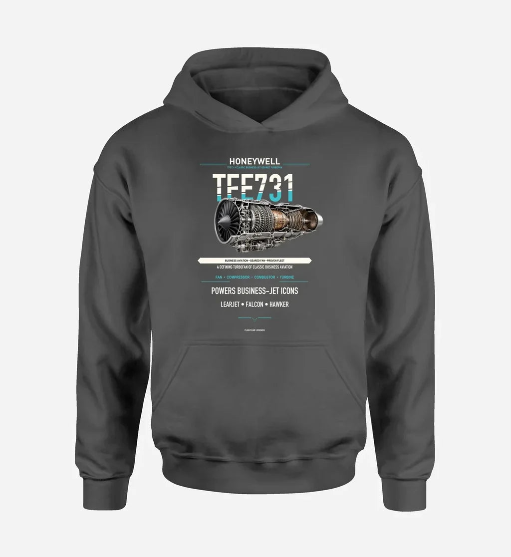 TFE731 design on dark gray hoodie single side