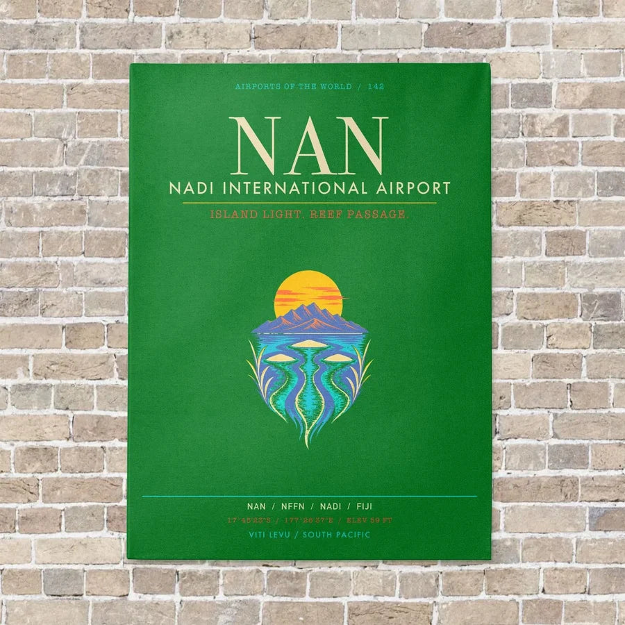 Nadi International Airport NAN - Canvas Framed - Green