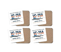 Thumbnail for VC-25A Air Force One Presidential Airlift design on white 4 pieces set coaster