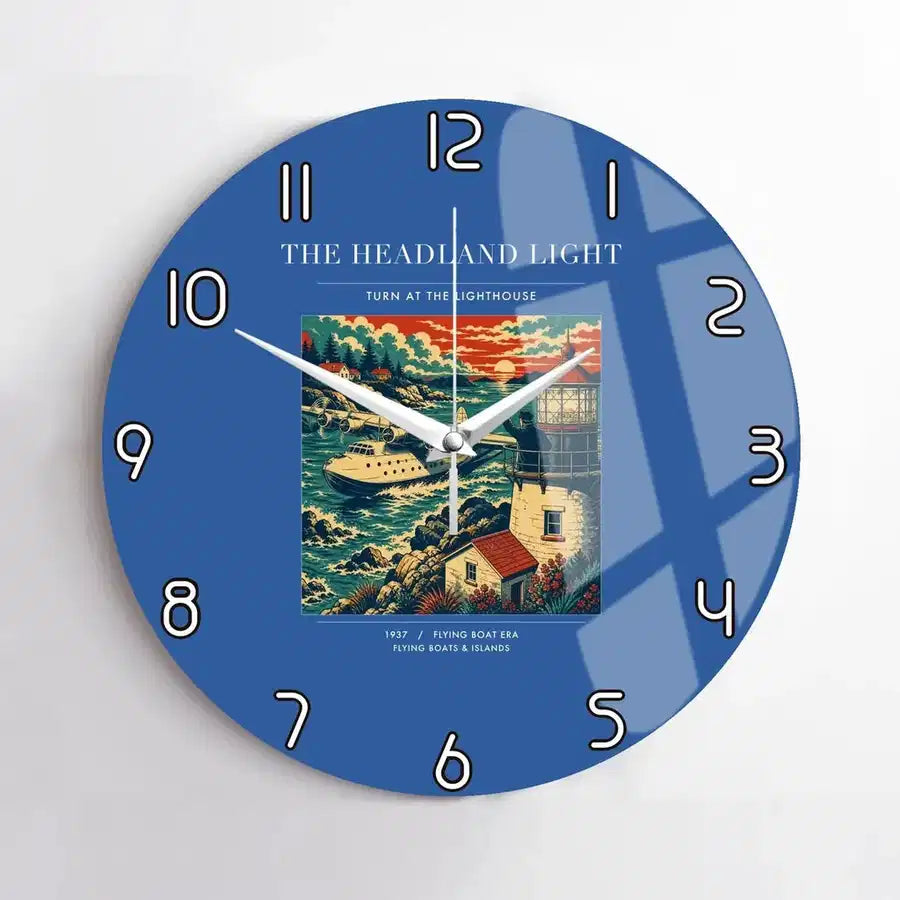 VINTAGE G4078 - The Headland Light - Designed Wall Clocks design on blue no-frame