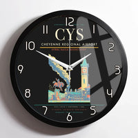 Thumbnail for Cheyenne Regional Airport (CYS) design on black framed wall clock