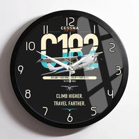 Thumbnail for Cessna 182 Skylane design on black framed wall clock