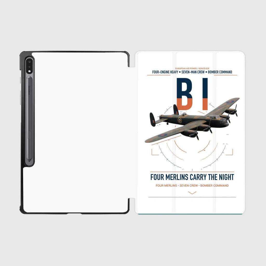 Avro Lancaster B I design on white samsung tablet tablet case