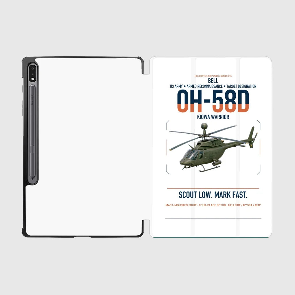 Bell OH-58D Kiowa Warrior design on white samsung tablet tablet case