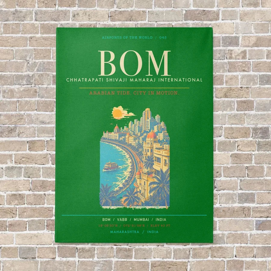 Chhatrapati Shivaji Maharaj International Airport Mumbai BOM - Canvas Framed - Green