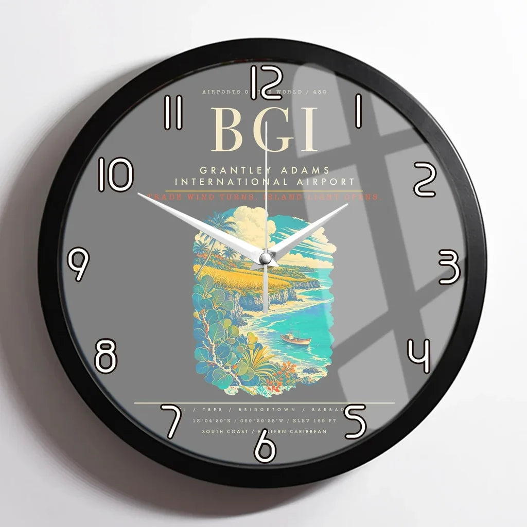 Grantley Adams International Airport BGI Wall-Clock Framed - Gray