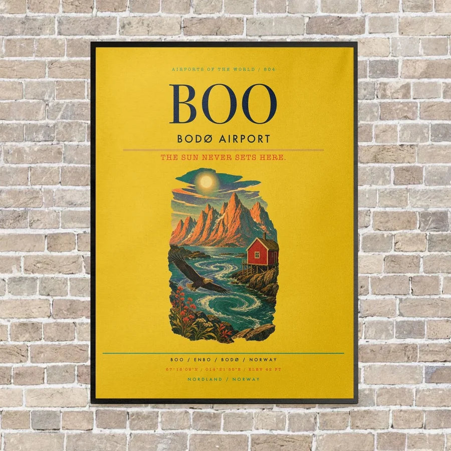 Bodø Airport BOO - Canvas Framed - Yellow