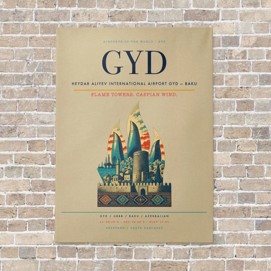 Heydar Aliyev International Airport GYD — Baku vertical canvas print - no frame - beige background