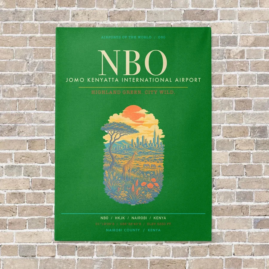 Jomo Kenyatta International Airport Nairobi NBO - Canvas Framed - Green