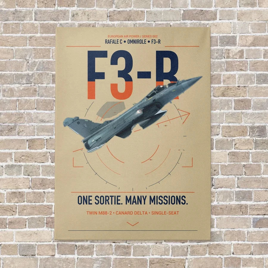 Dassault Rafale C — F3-R standard vertical canvas print - no frame - beige background