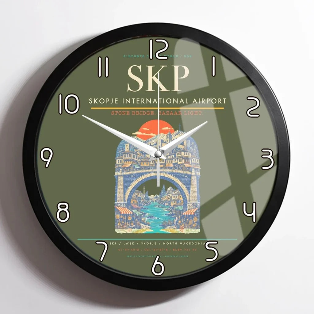 Skopje International Airport SKP Wall-Clock Framed - Green Army