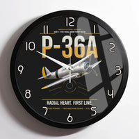 Thumbnail for P-36A Hawk design on black framed wall clock