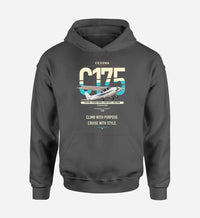 Thumbnail for Cessna 175 Skylark design on dark gray double-side hoodie, single-side print