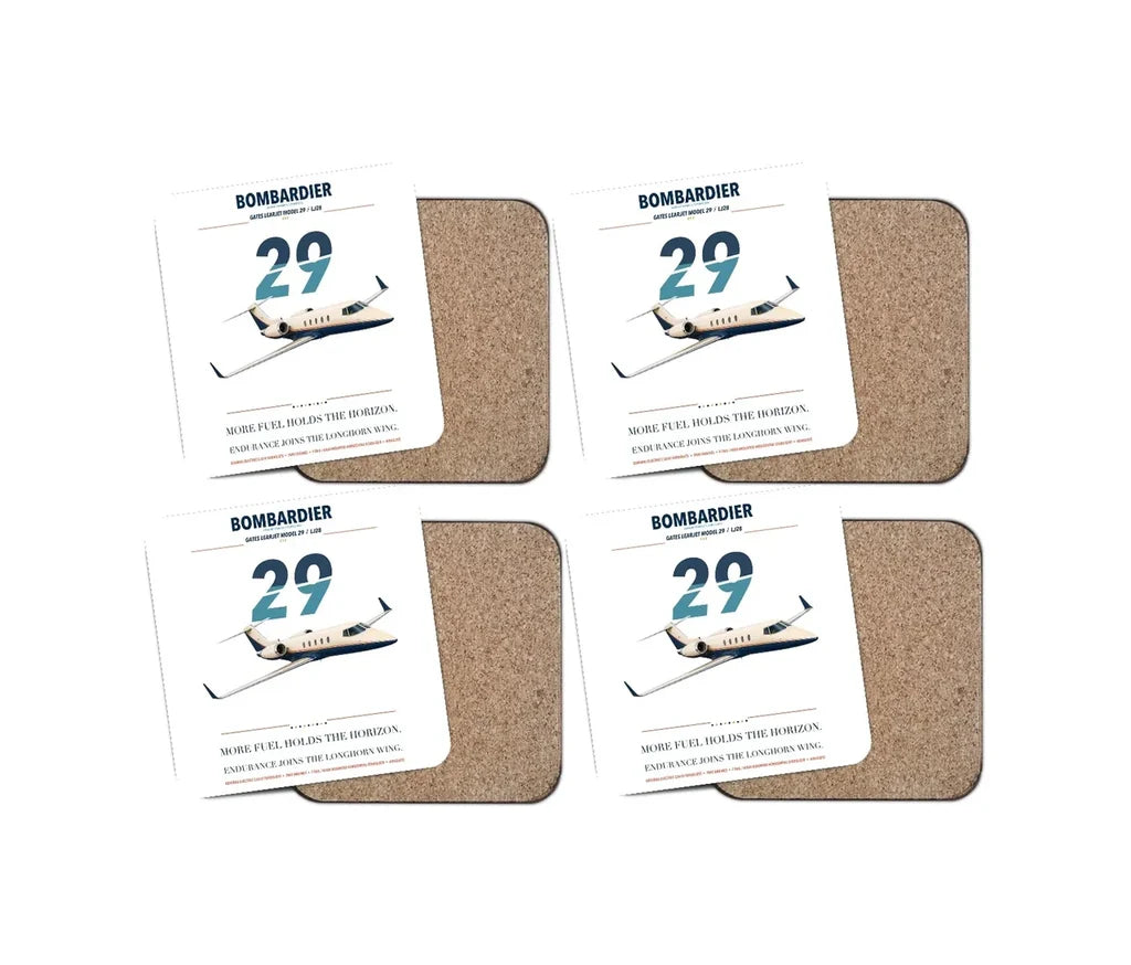 Bombardier Learjet 29 design on white 4 pieces set coaster