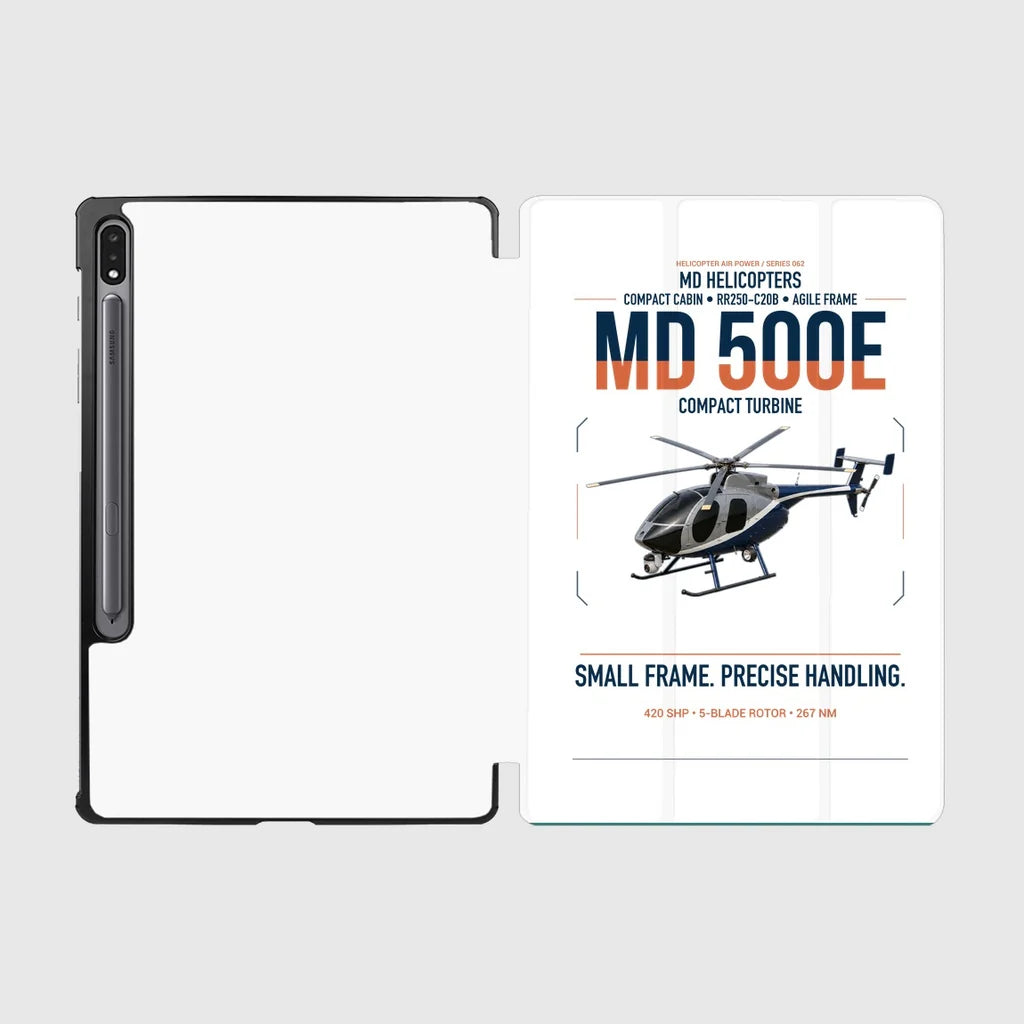 MD Helicopters MD 500E design on white samsung tablet tablet case