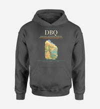 Thumbnail for Dubuque Regional Airport (DBQ) design on dark gray hoodie single-side print