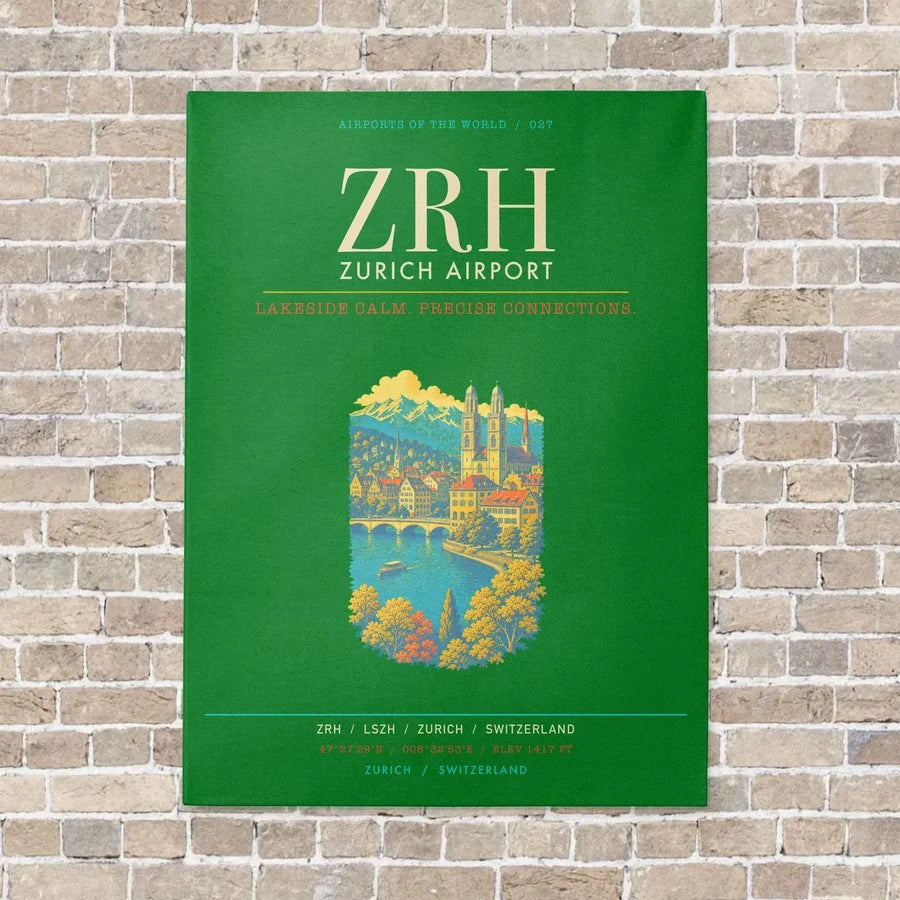 Zurich Airport ZRH - Canvas Framed - Green